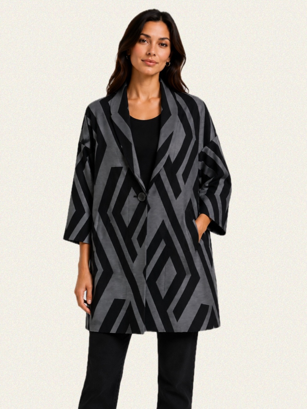RIANI Geometric Longline Jacket
